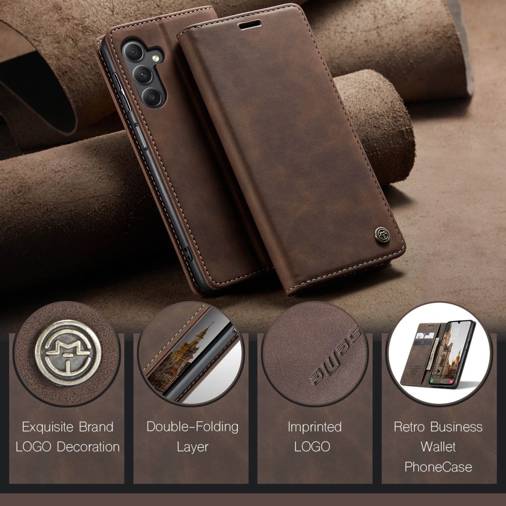 Étui portefeuille mince Samsung Galaxy A16, Marron