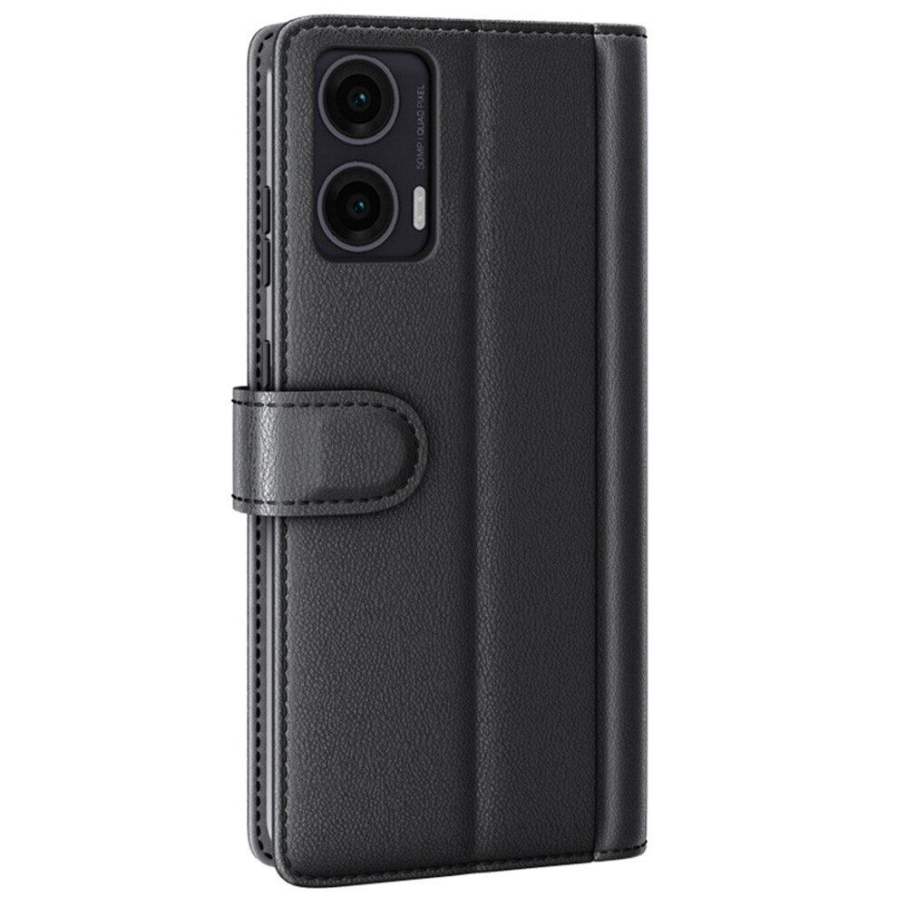 Étui en cuir veritable Motorola Moto G35, Noir