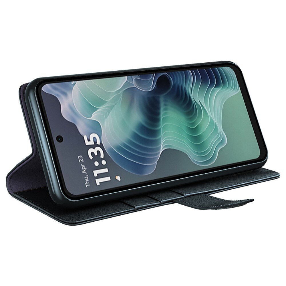 Étui en cuir veritable Motorola Moto G35, Noir