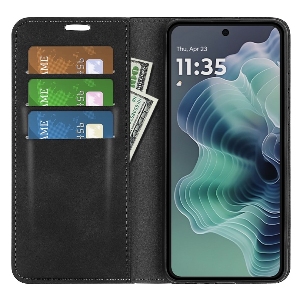 Coque portefeuille mince Motorola Moto G35, Noir