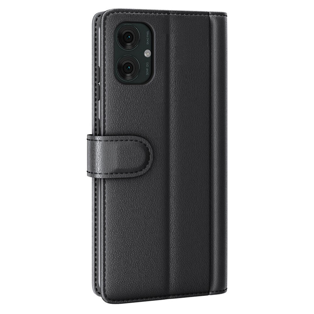 Étui en cuir veritable Motorola Moto G55, Noir