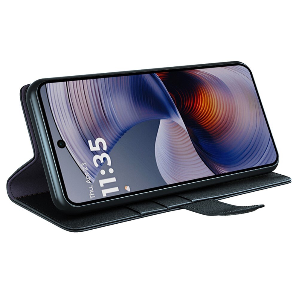 Étui en cuir veritable Motorola Moto G55, Noir