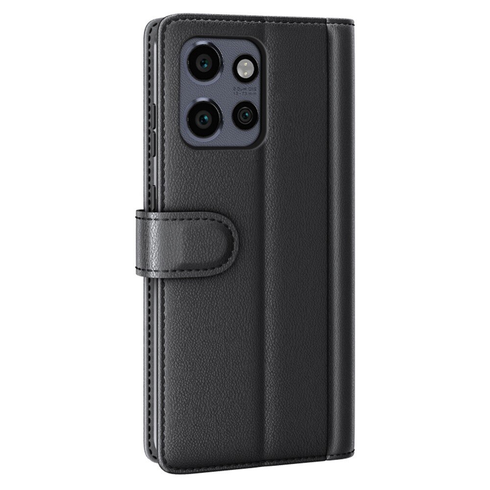 Étui en cuir veritable Motorola Edge 50 Neo, Noir