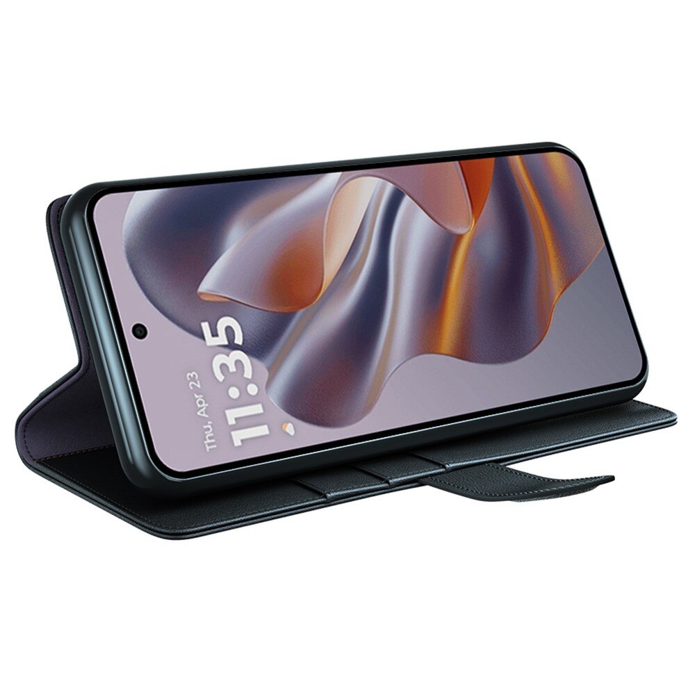 Étui en cuir veritable Motorola Edge 50 Neo, Noir
