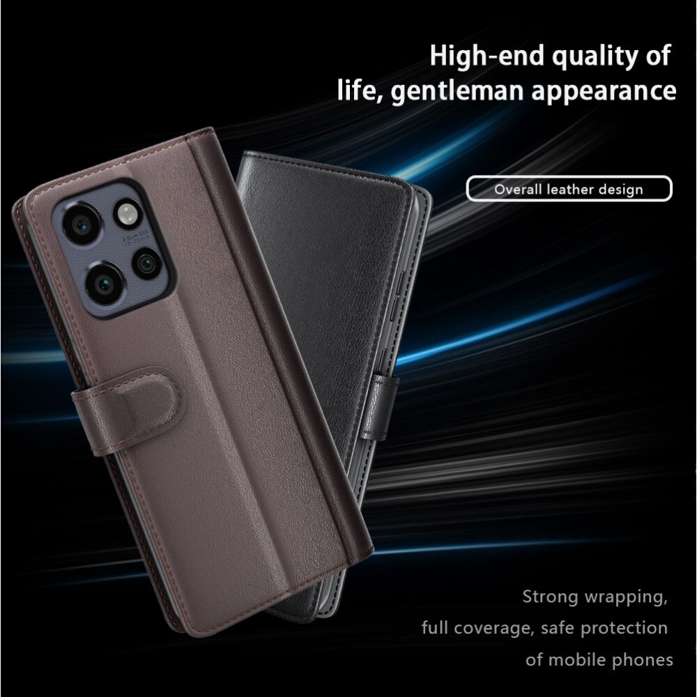 Étui en cuir veritable Motorola Edge 50 Neo, Noir