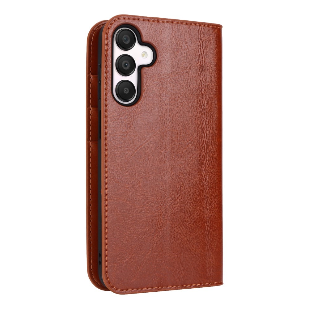 Coque portefeuille en cuir Veritable Samsung Galaxy A16, Marron