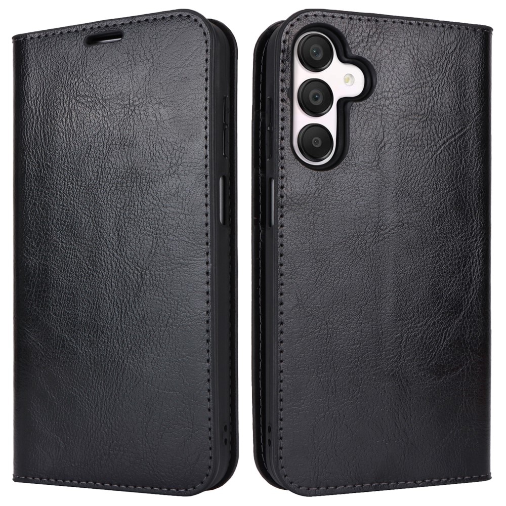 Coque portefeuille en cuir Veritable Samsung Galaxy A16, Noir