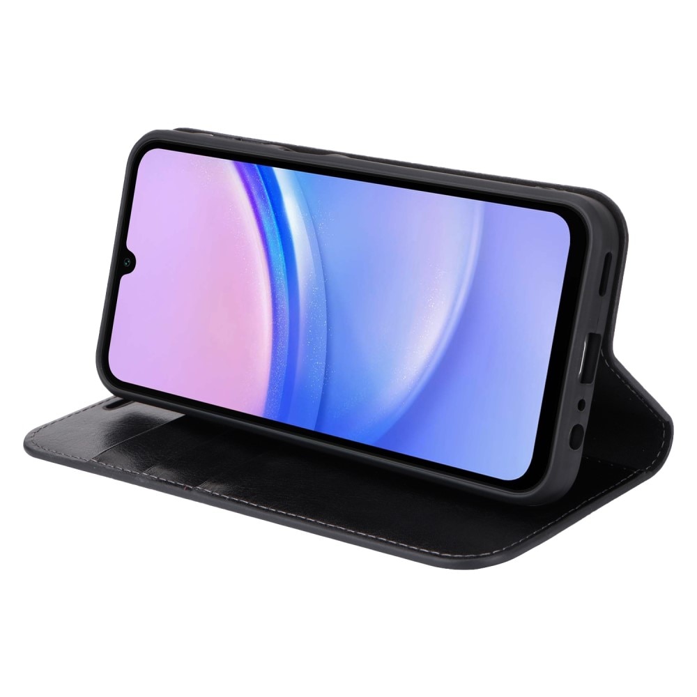 Coque portefeuille en cuir Veritable Samsung Galaxy A16, Noir
