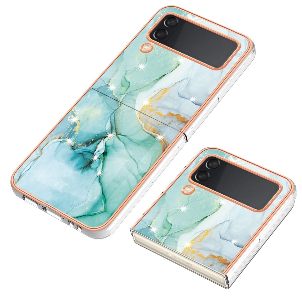 Coque TPU Samsung Galaxy Z Flip 4, marbre vert