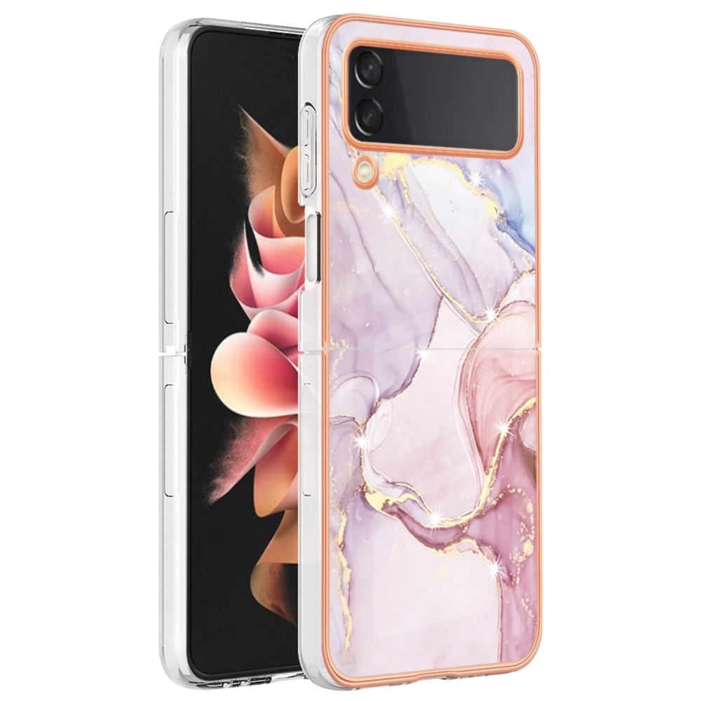 Coque TPU Samsung Galaxy Z Flip 4, marbre rose