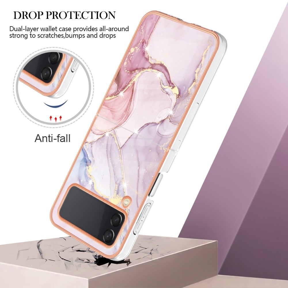 Coque TPU Samsung Galaxy Z Flip 4, marbre rose