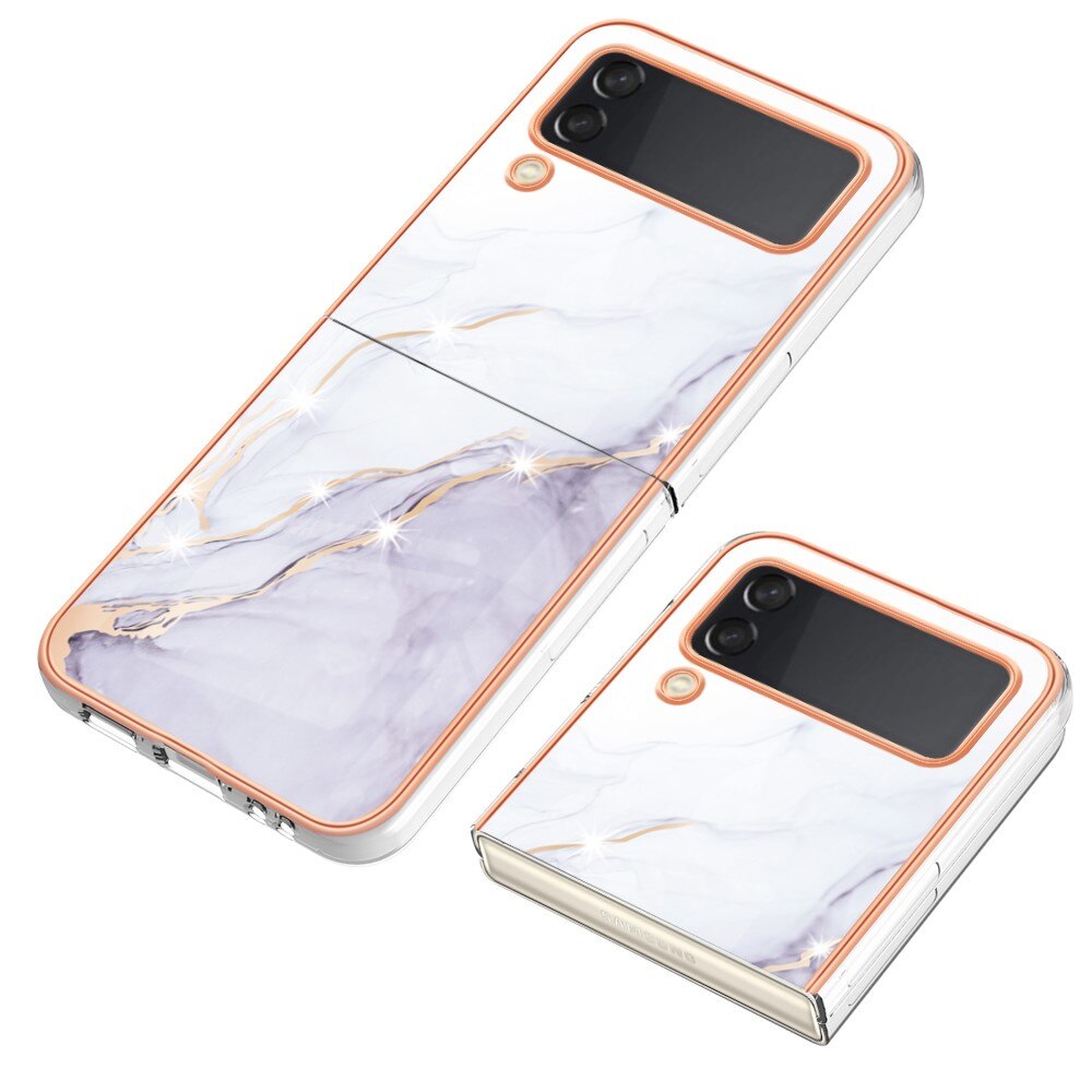 Coque TPU Samsung Galaxy Z Flip 4, marbre blanc