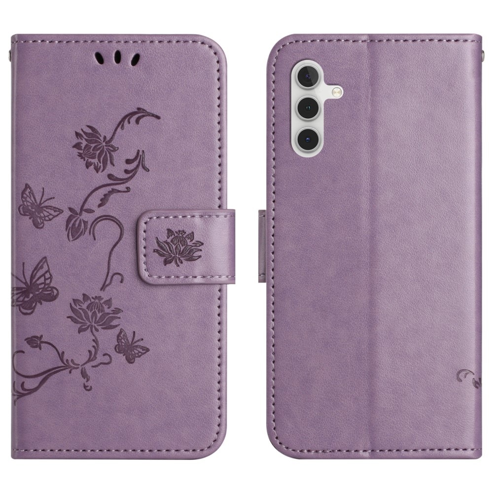Étui en cuir à papillons pour Samsung Galaxy A36, Violet