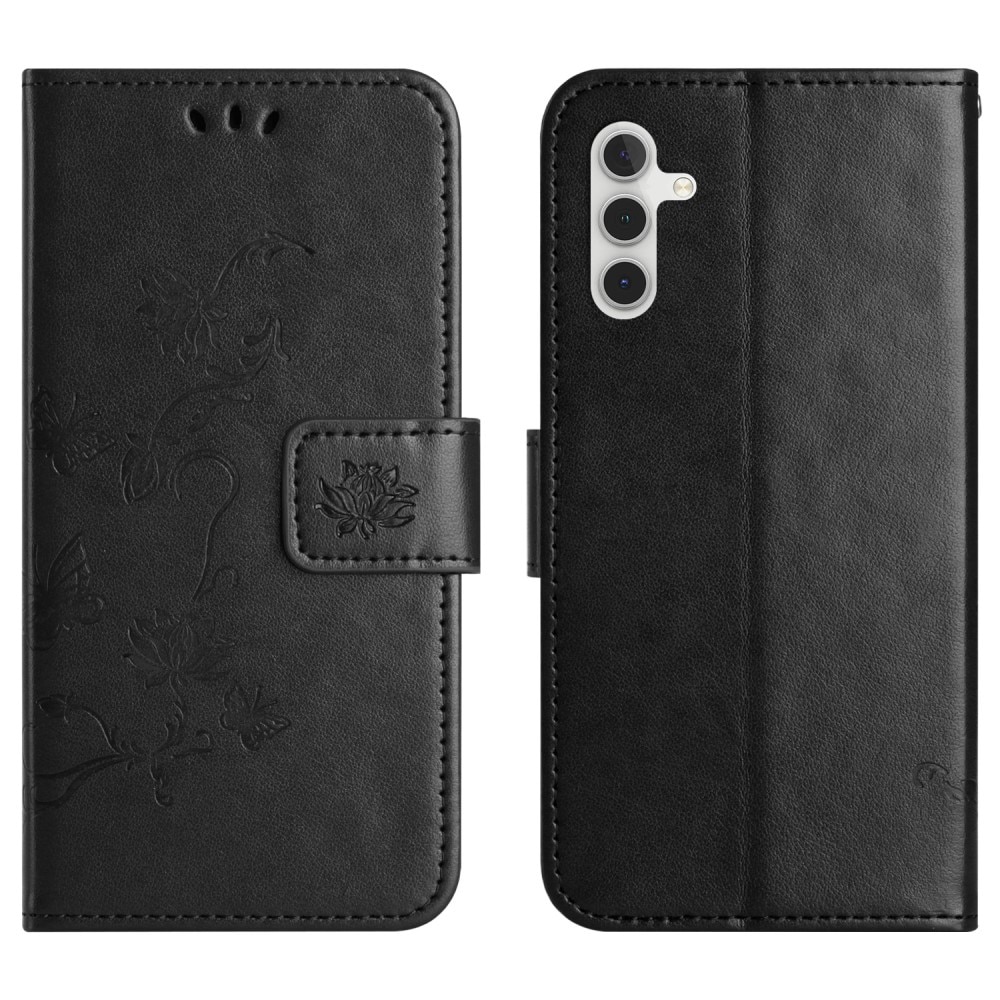 Étui en cuir à papillons pour Samsung Galaxy A36, Noir