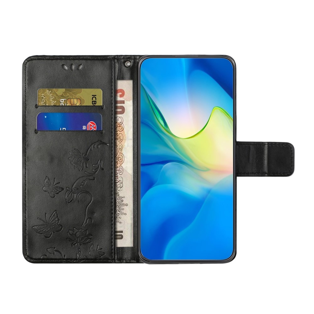 Étui en cuir à papillons pour Samsung Galaxy A36, Noir