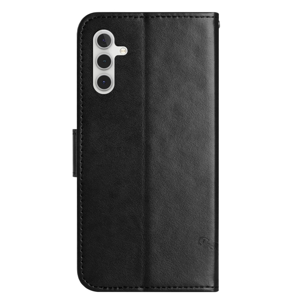 Étui en cuir à papillons pour Samsung Galaxy A36, Noir