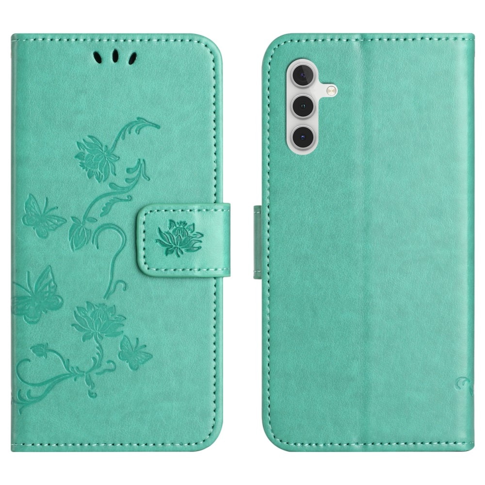 Étui en cuir à papillons pour Samsung Galaxy A56, Vert