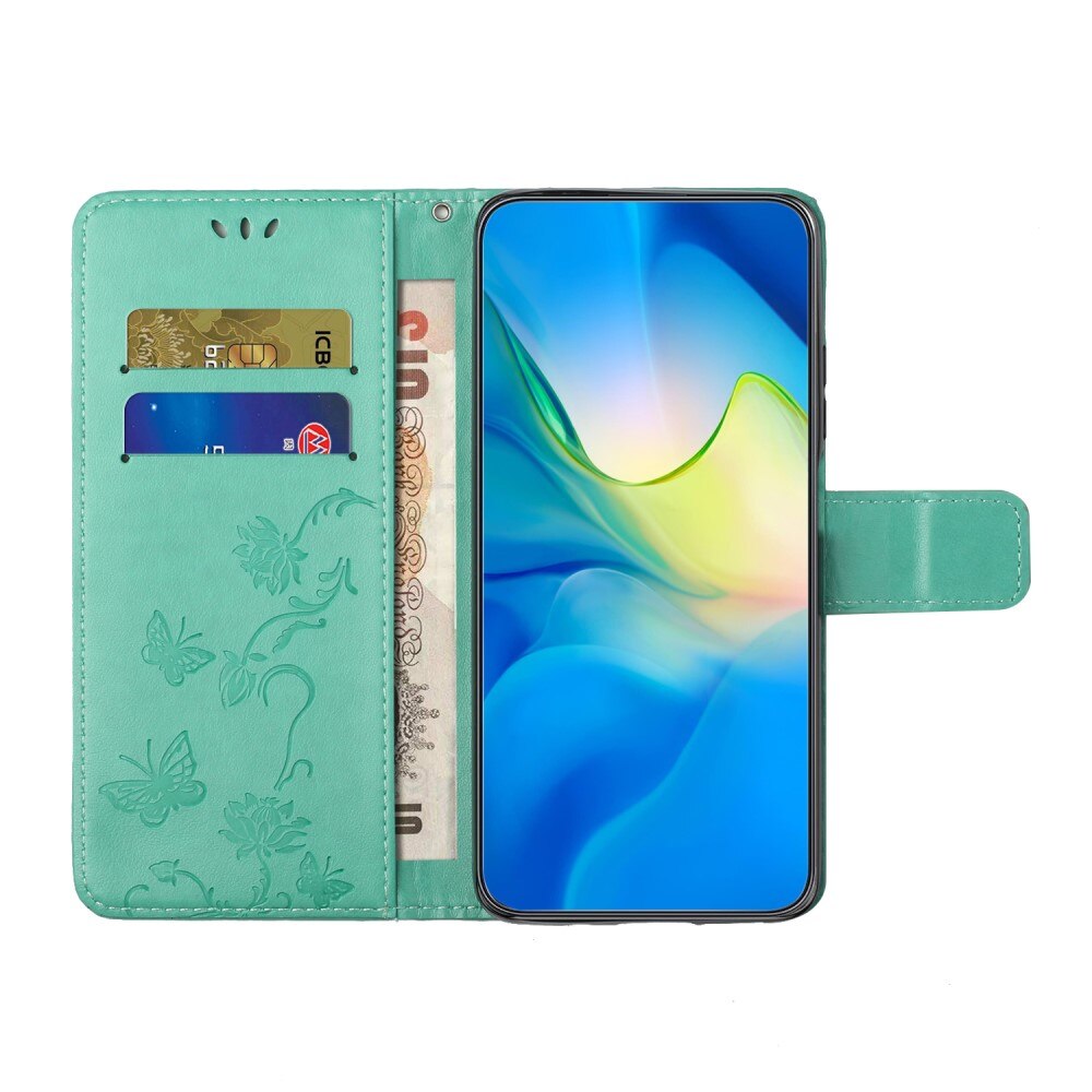 Étui en cuir à papillons pour Samsung Galaxy A56, Vert