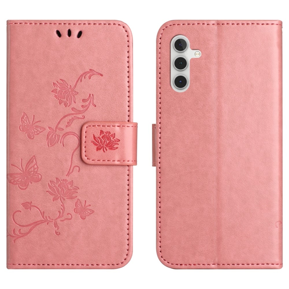 Étui en cuir à papillons pour Samsung Galaxy A36, Rose
