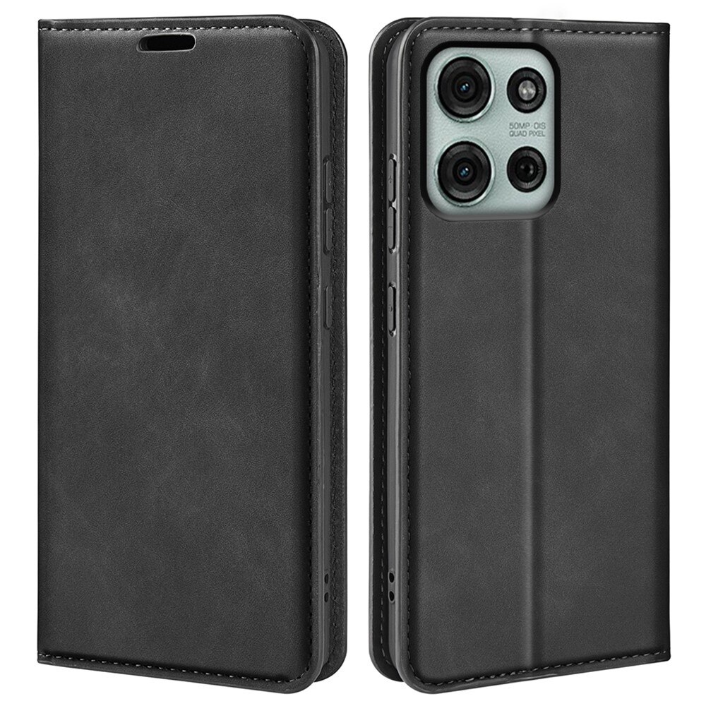 Coque portefeuille mince Motorola Moto G75, Noir