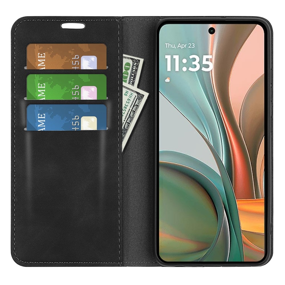 Coque portefeuille mince Motorola Moto G75, Noir