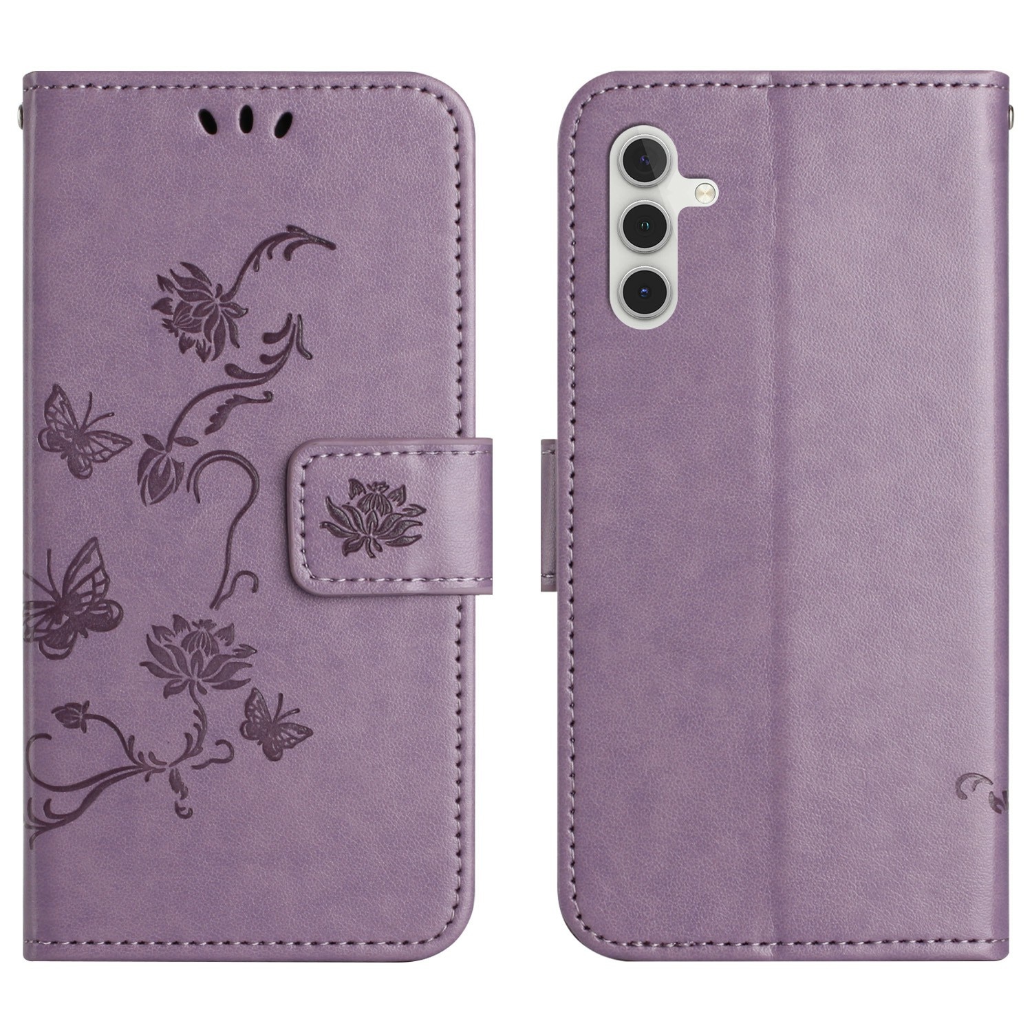 Étui en cuir à papillons pour Samsung Galaxy A17, Violet