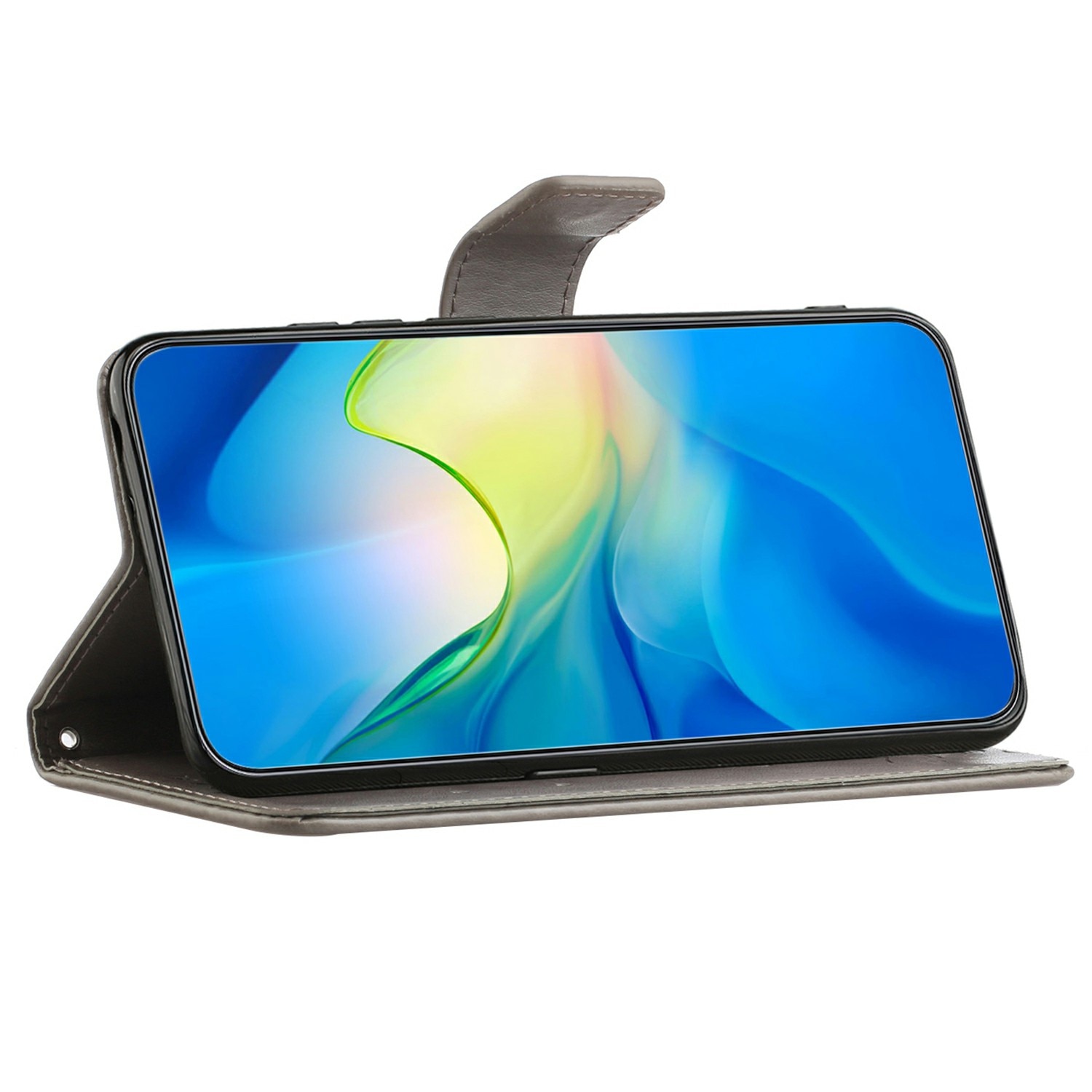 Étui en cuir à papillons pour Samsung Galaxy A17, Gris