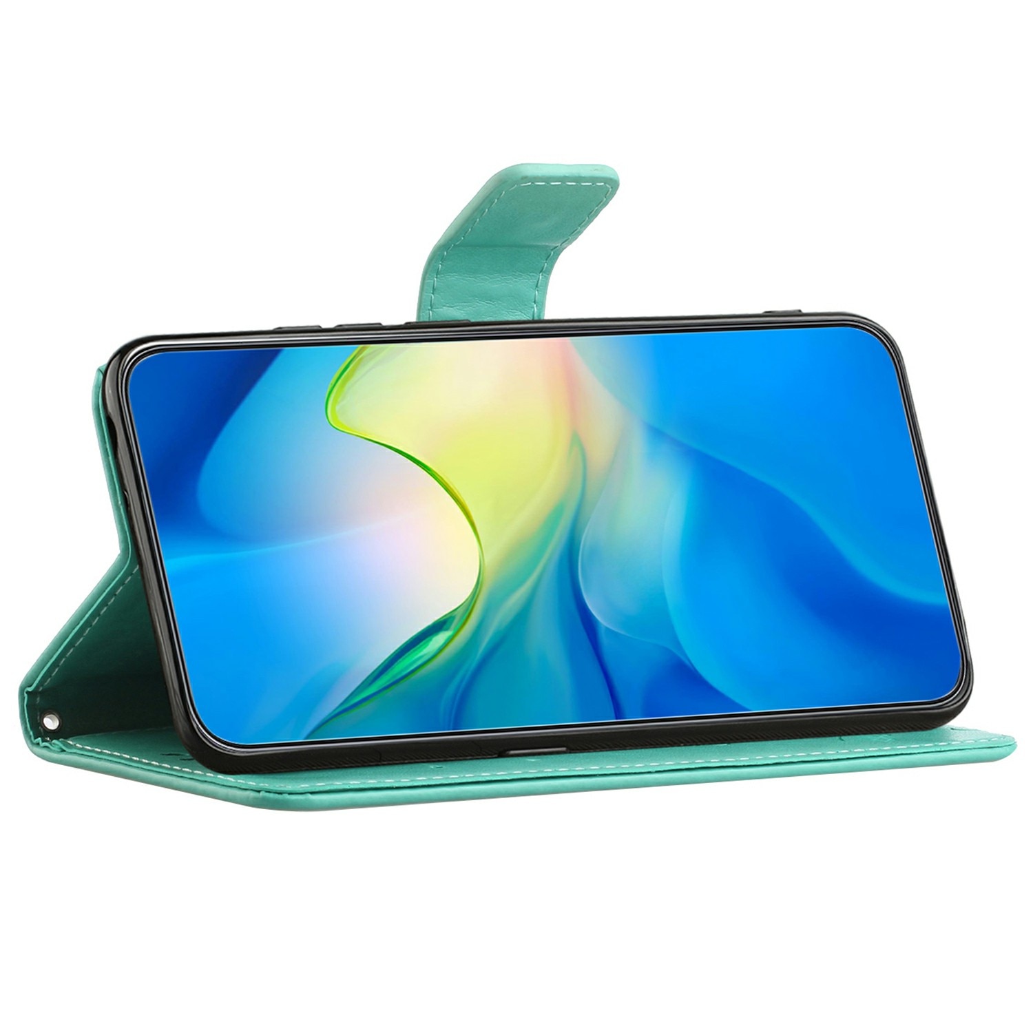 Étui en cuir à papillons pour Samsung Galaxy A17, Vert