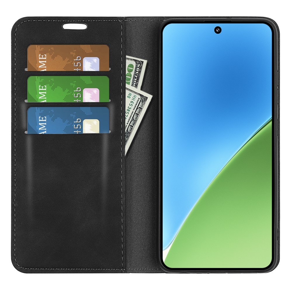 Coque portefeuille mince Xiaomi 15, Noir
