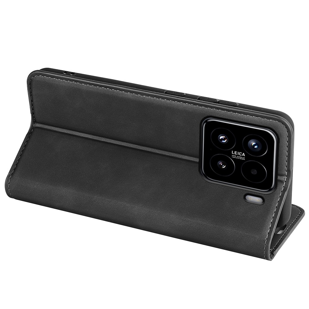 Coque portefeuille mince Xiaomi 15, Noir