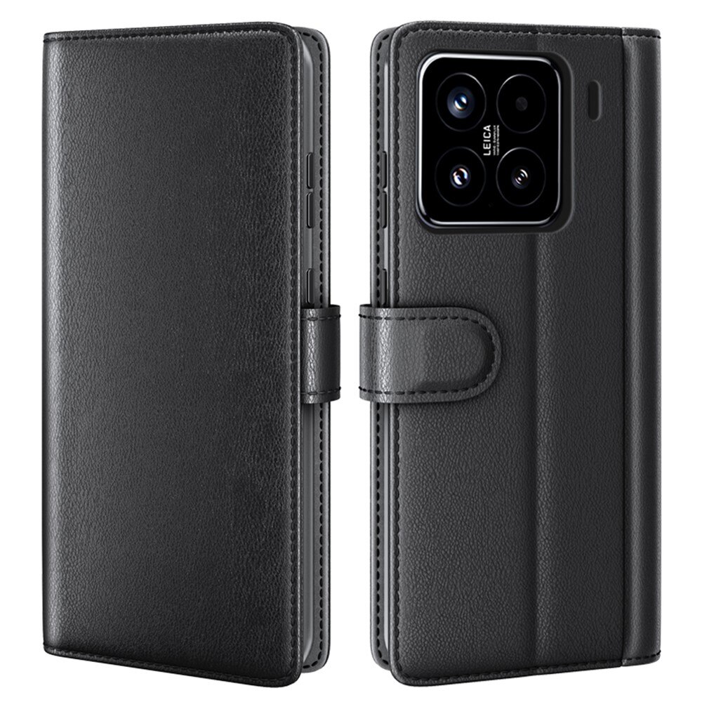 Étui en cuir veritable Xiaomi 15, Noir