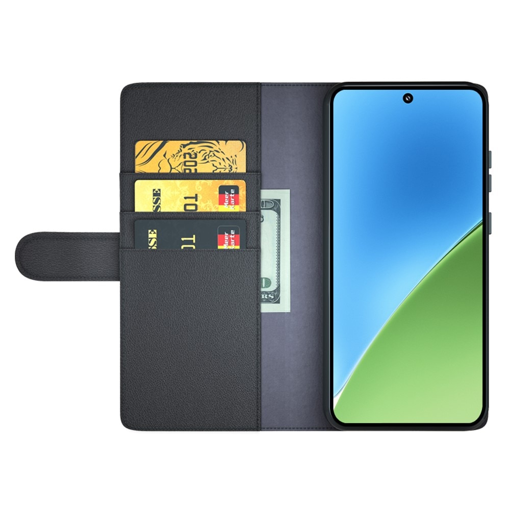 Étui en cuir veritable Xiaomi 15, Noir