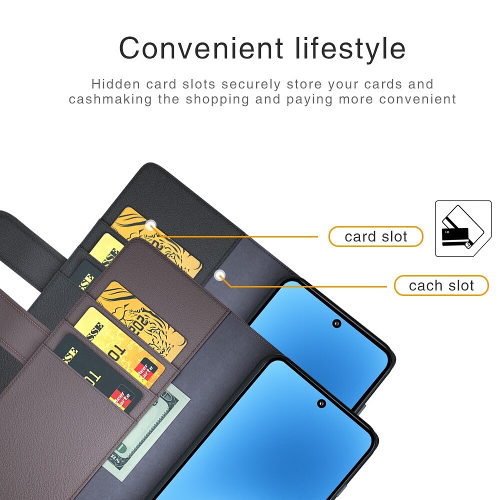 Étui en cuir veritable Xiaomi 15, Noir