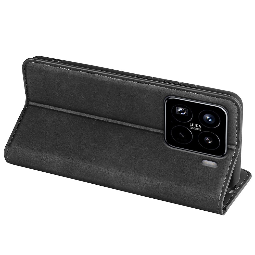 Coque portefeuille mince Xiaomi 15 Pro, Noir