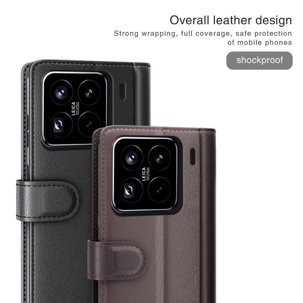 Étui en cuir veritable Xiaomi 15 Pro, Noir