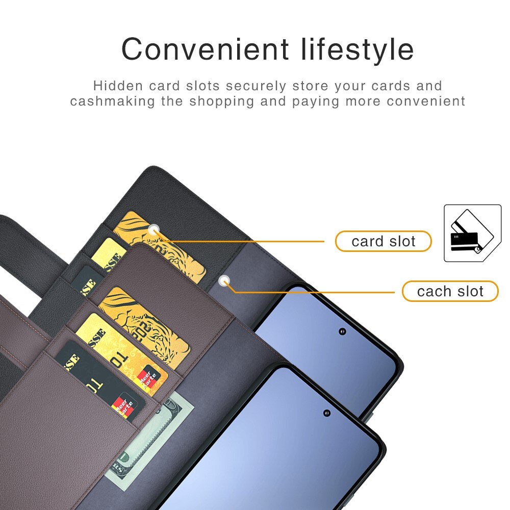 Étui en cuir veritable Xiaomi 15 Pro, Noir