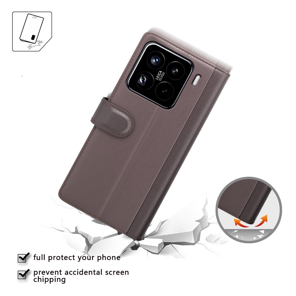 Étui en cuir veritable Xiaomi 15 Pro, Noir