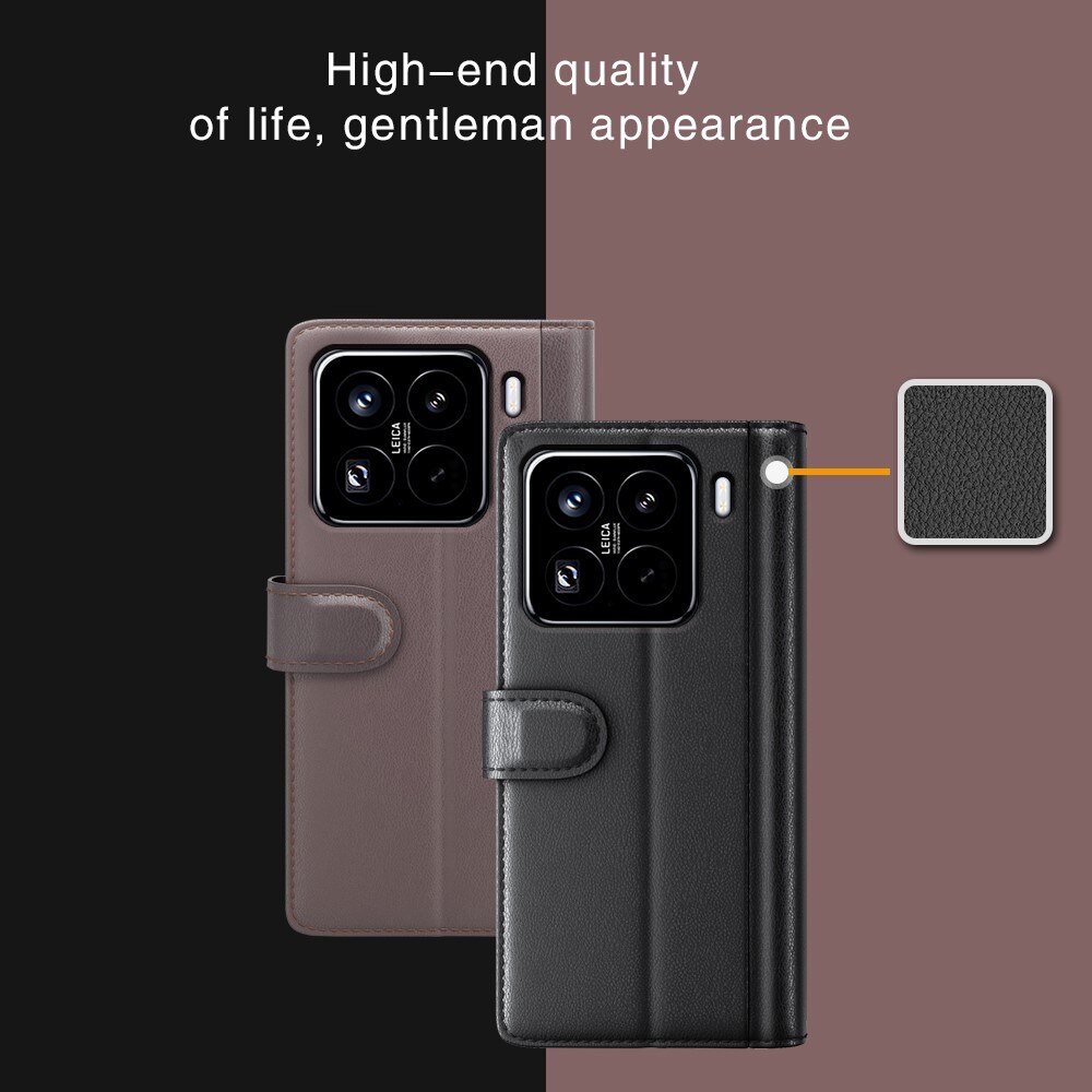 Étui en cuir veritable Xiaomi 15 Pro, Noir