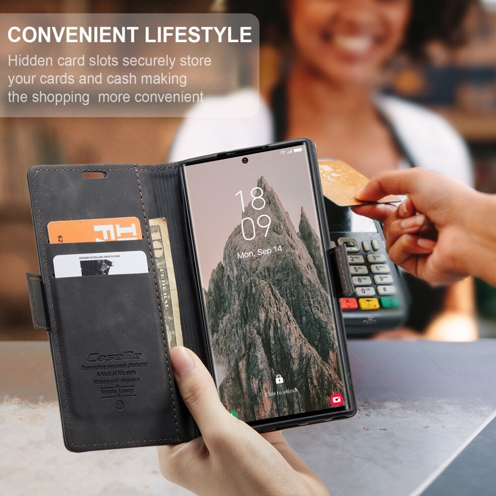 Étui portefeuille mince Samsung Galaxy S25 Ultra, Noir