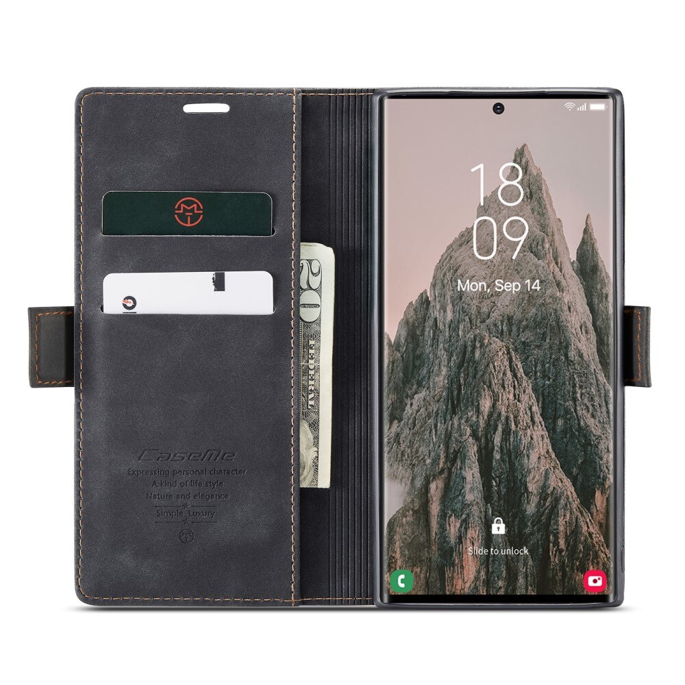 Étui portefeuille mince Samsung Galaxy S25 Ultra, Noir