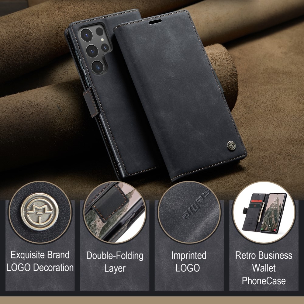Étui portefeuille mince Samsung Galaxy S25 Ultra, Noir