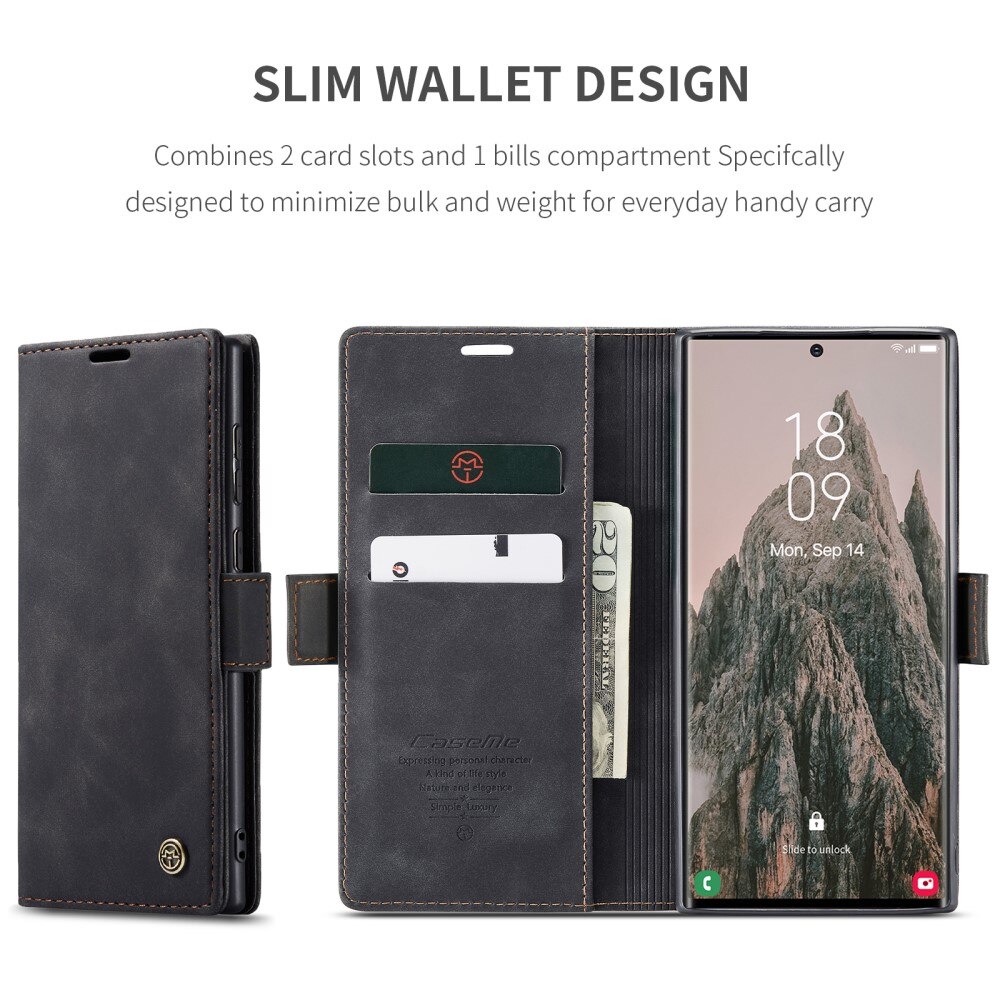 Étui portefeuille mince Samsung Galaxy S25 Ultra, Noir
