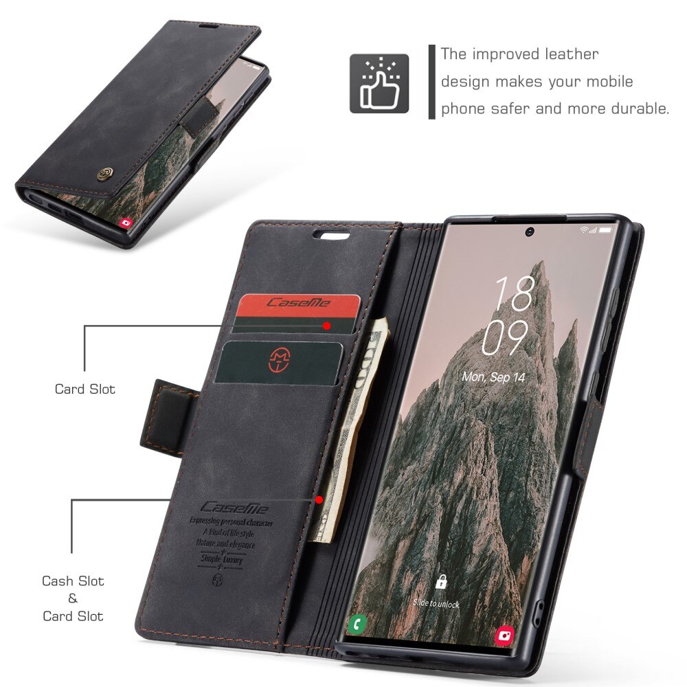 Étui portefeuille mince Samsung Galaxy S25 Ultra, Noir
