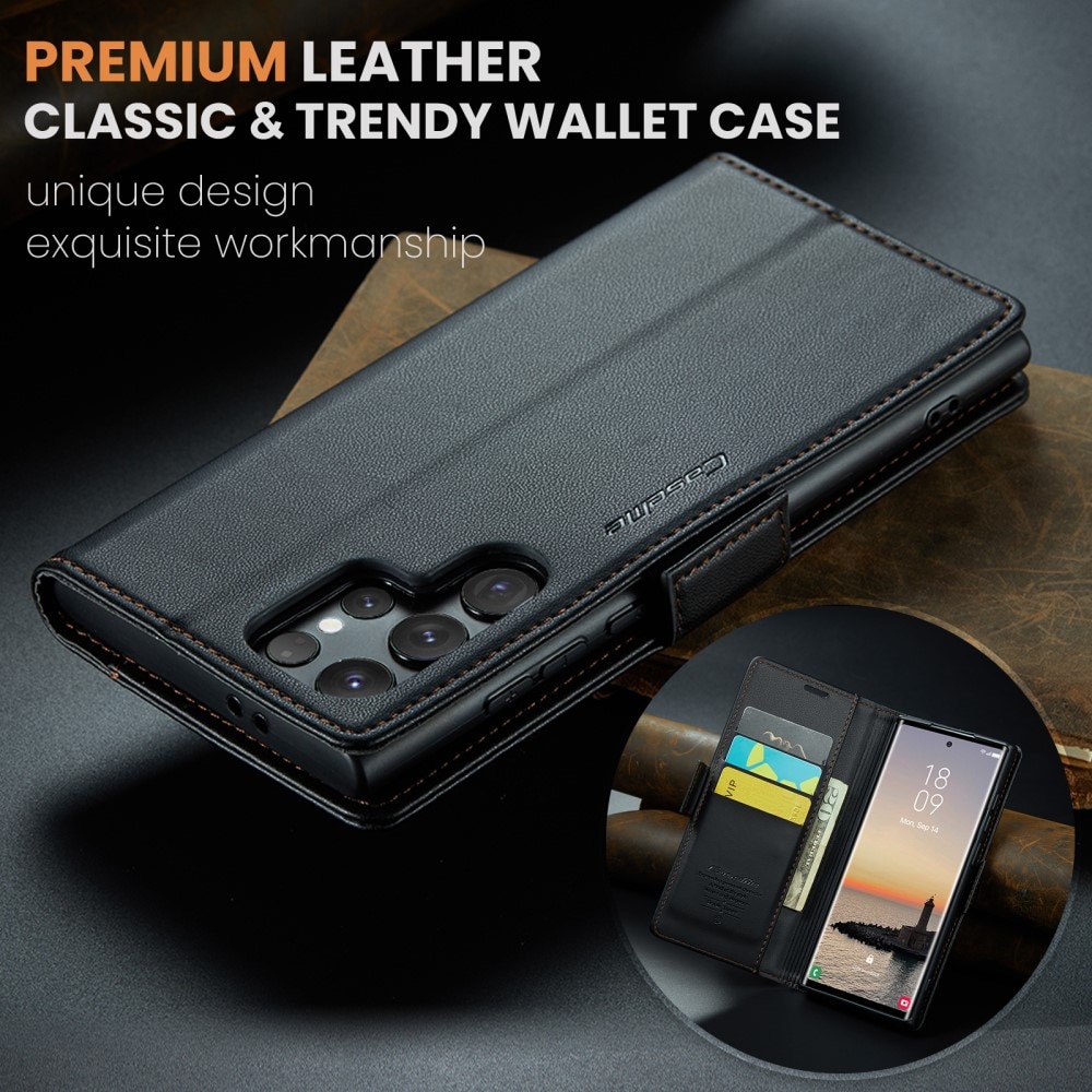 Étui portefeuille mince anti-RFID Samsung Galaxy S25 Ultra, Noir