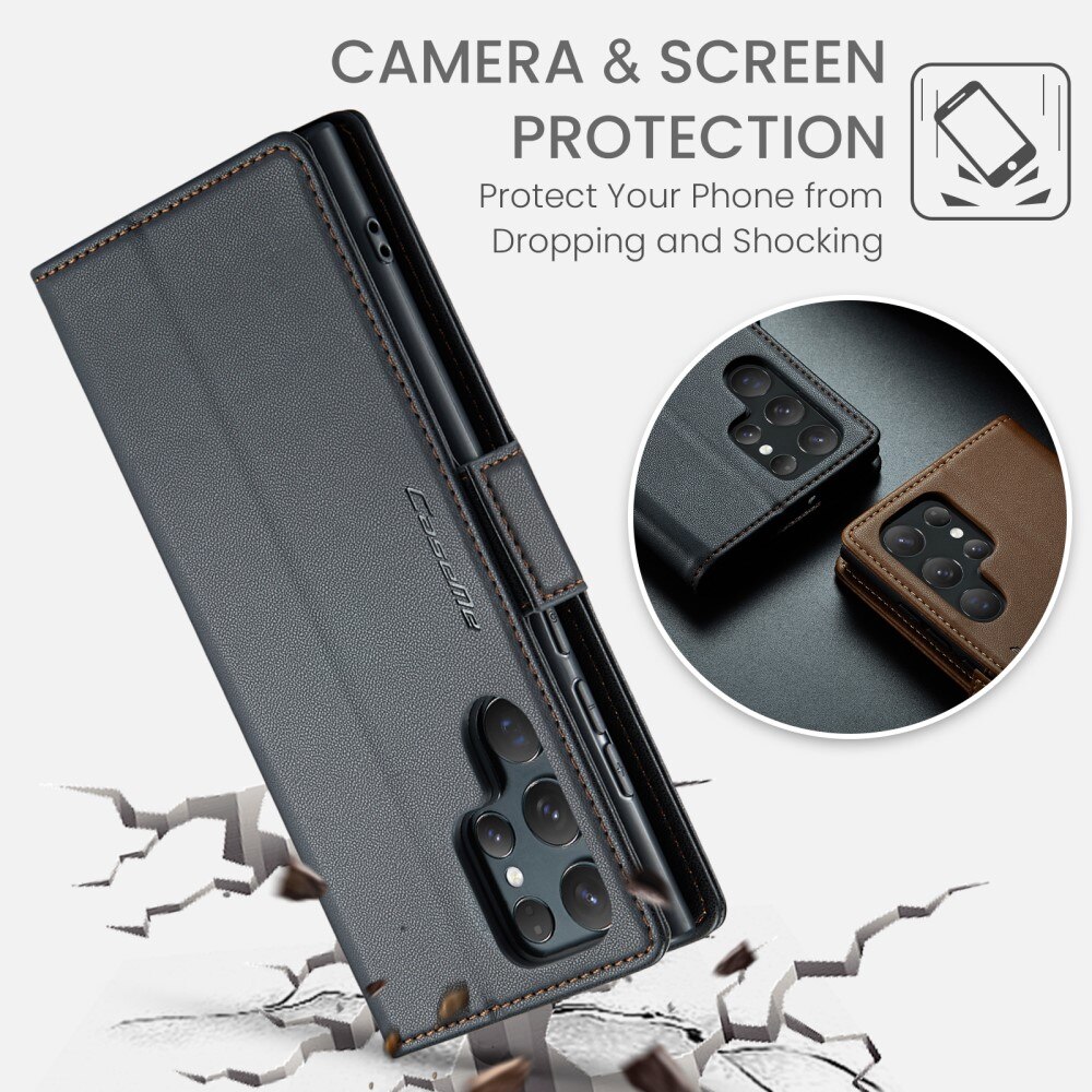 Étui portefeuille mince anti-RFID Samsung Galaxy S25 Ultra, Noir
