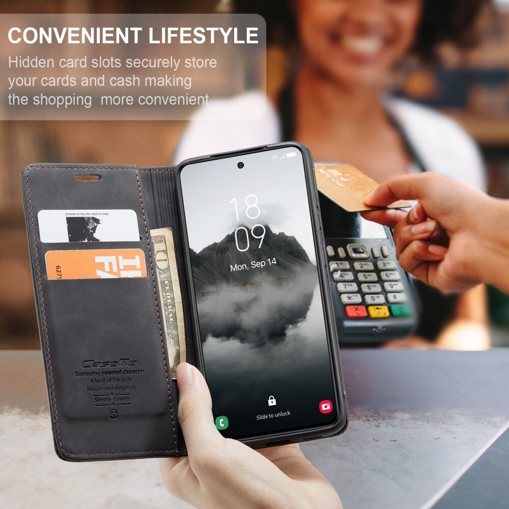 Étui portefeuille mince Samsung Galaxy S25 Plus, Noir