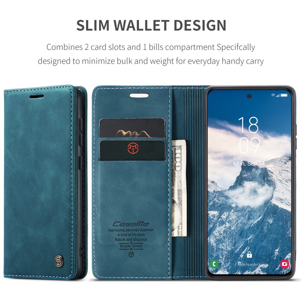 Étui portefeuille mince Samsung Galaxy S25, Bleu