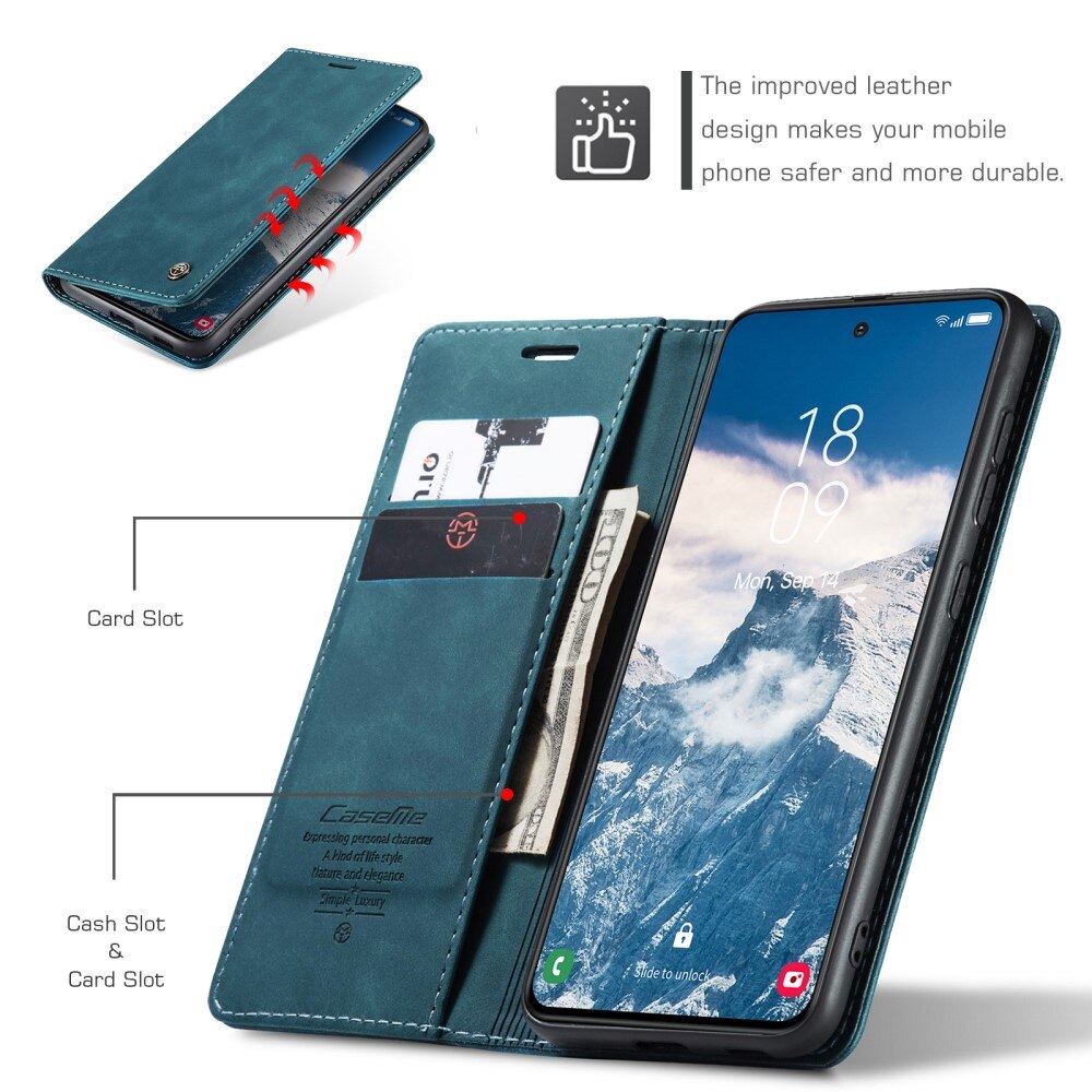 Étui portefeuille mince Samsung Galaxy S25, Bleu