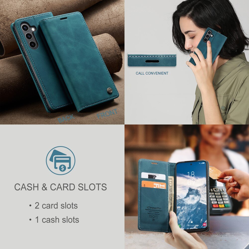 Étui portefeuille mince Samsung Galaxy S25, Bleu