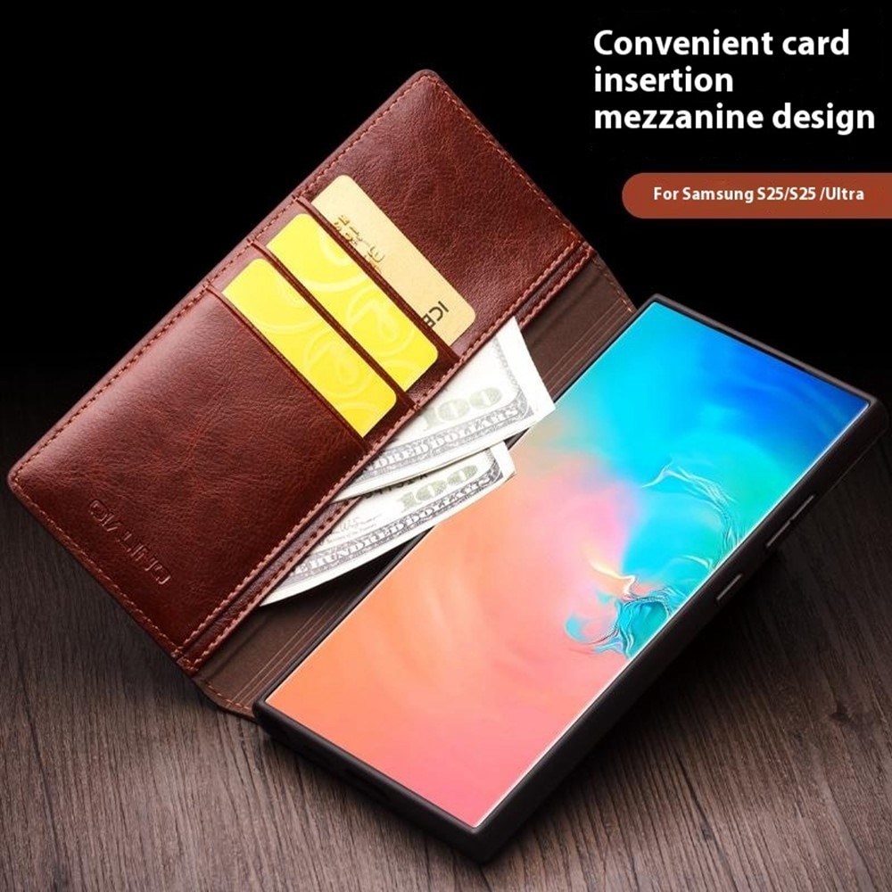 Leather Wallet Case Samsung Galaxy S25 Ultra, Brown